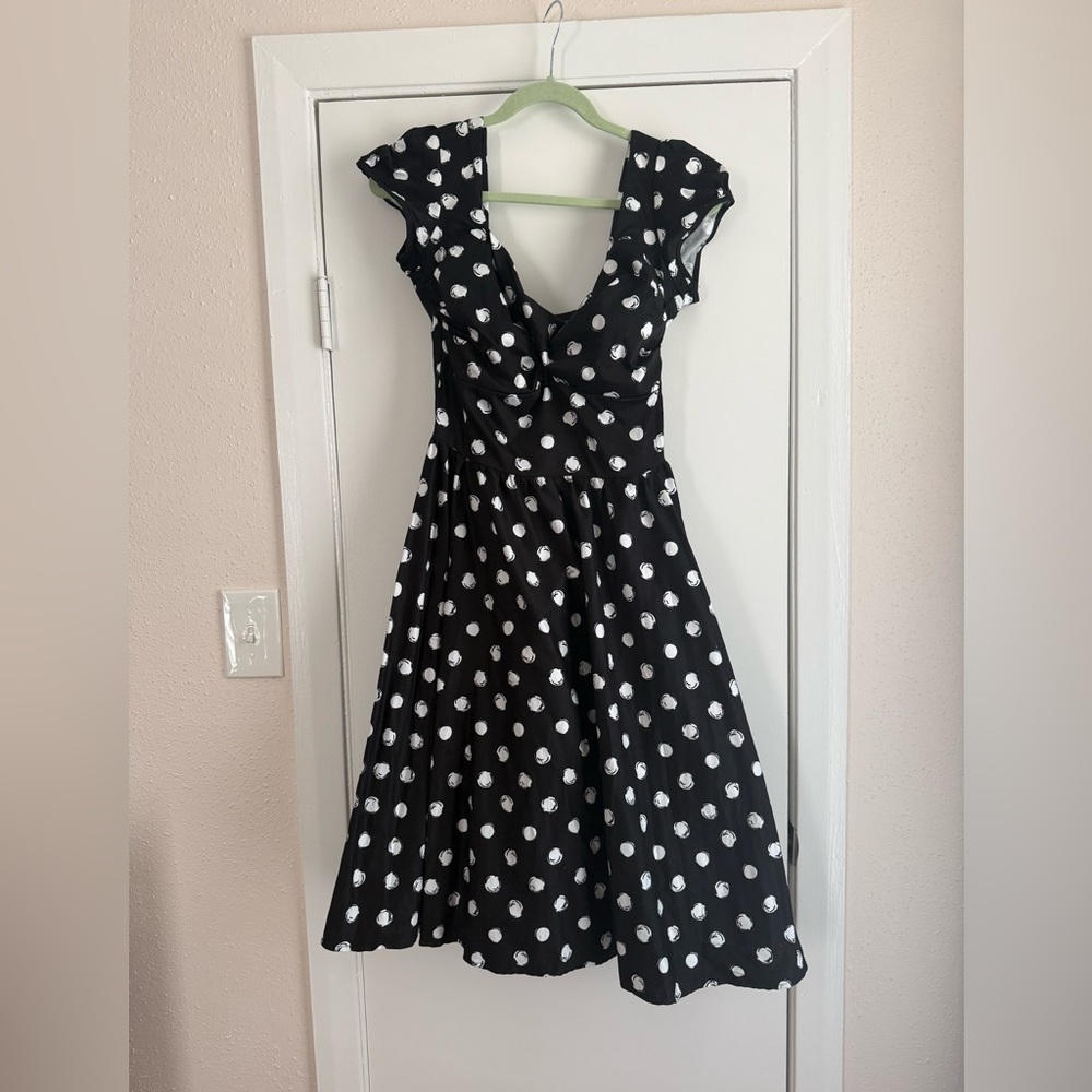 Stop Staring by Alicia Estrada Black and White Polka Dot Dress